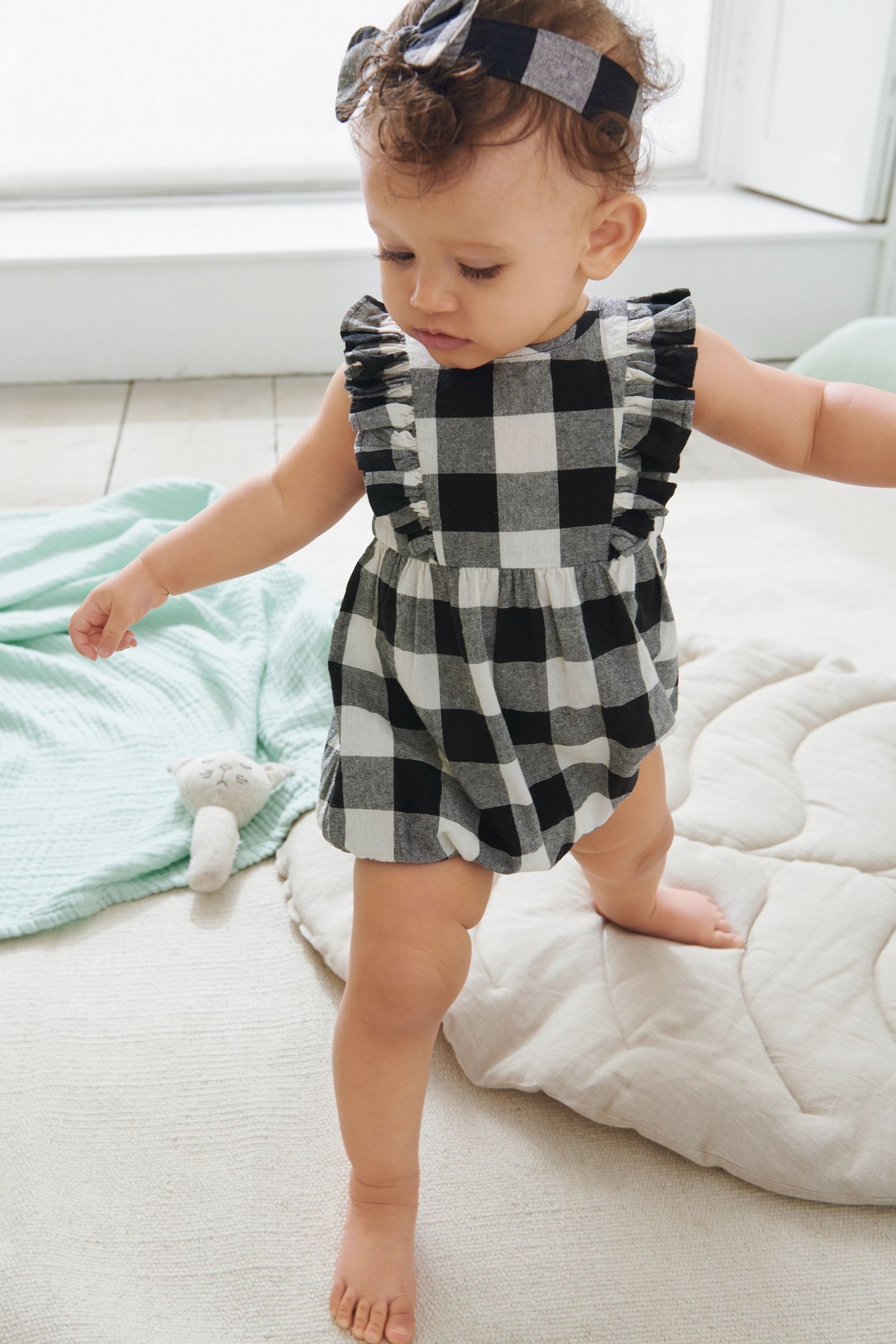 Myleene Klass Baby Gingham Ruffle Romper