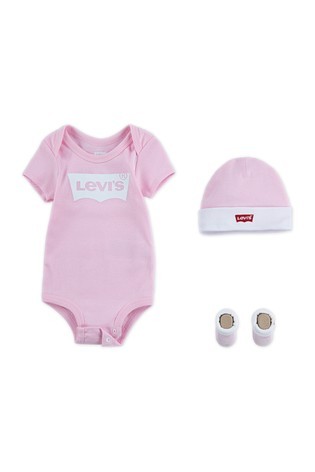 Levi's® Kids Classic Batwing Infant Hat, Bodysuit, And Booties Set