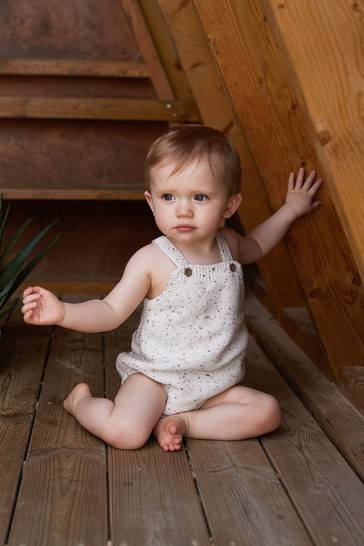 The Little Tailor Oatmeal Knitted Baby Romper Bodysuit