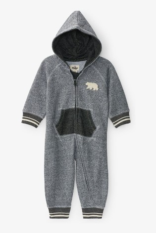 Hatley Grey Marled Baby Heritage Full Zip Romper