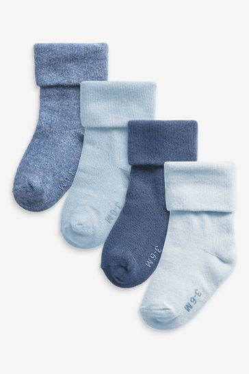 4 Pack Roll Top Baby Socks (0mths-2yrs)