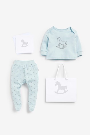 The Little Tailor Blue Jersey Top & Pants Gift Set