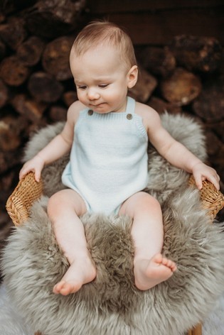 The Little Tailor Blue Knitted Baby Romper