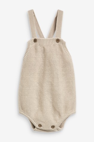 The Little Tailor Cream Fawn Knitted Baby Romper Bodysuit