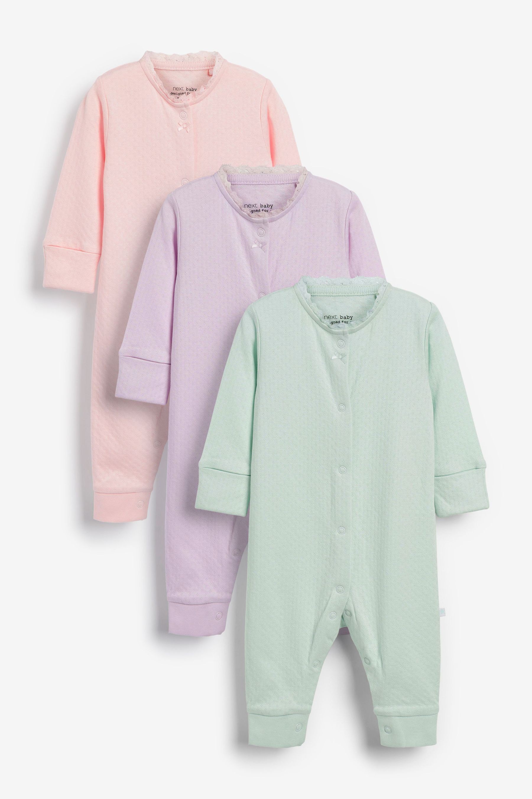 Baby 3 Pack Footless Sleepsuits (0mths-3yrs)