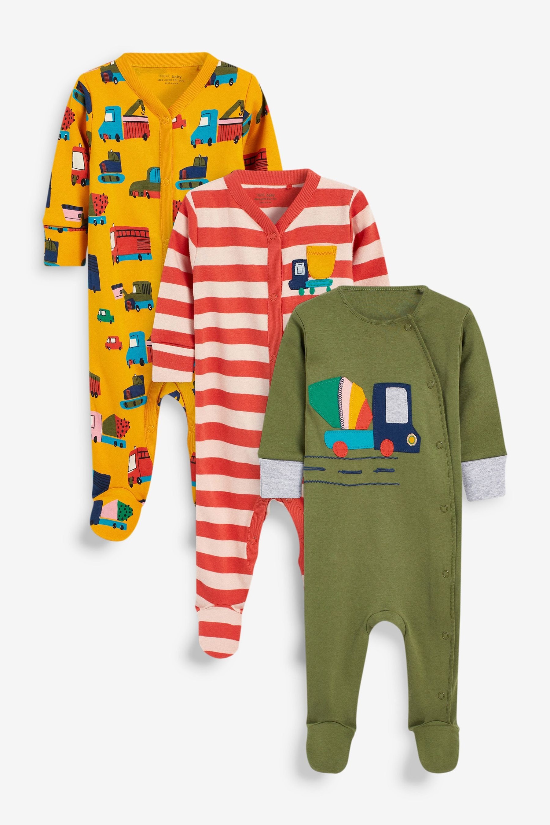 Baby 3 Pack Sleepsuits (0mths-2yrs)