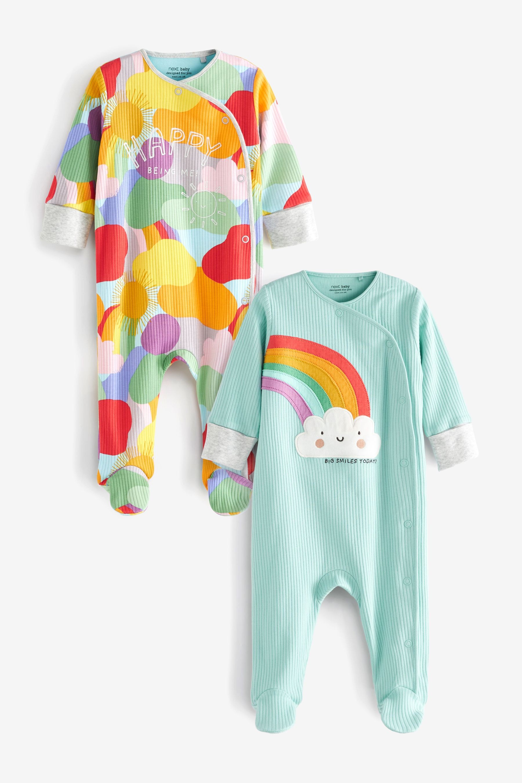 Pastel Sleepsuits 2 Pack (0-3yrs)