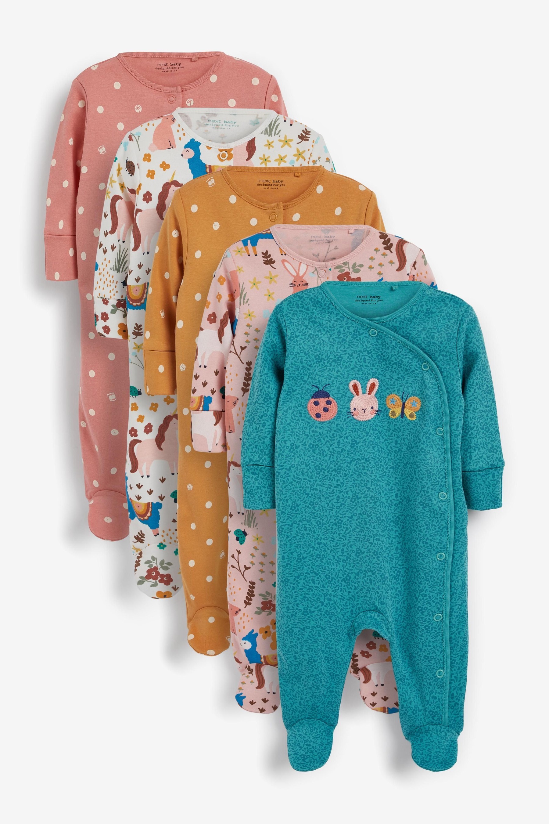 Baby 5 Pack Sleepsuits (0mths-2yrs)