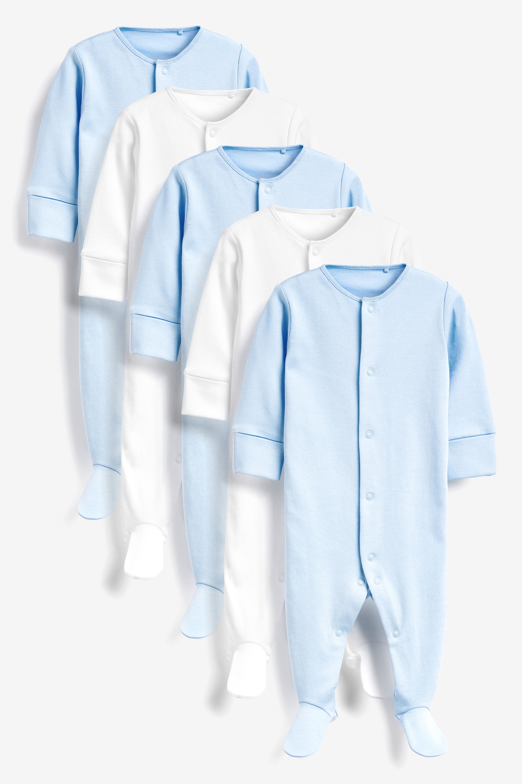 5 Pack Essentials Baby Sleepsuits (0-12mths)