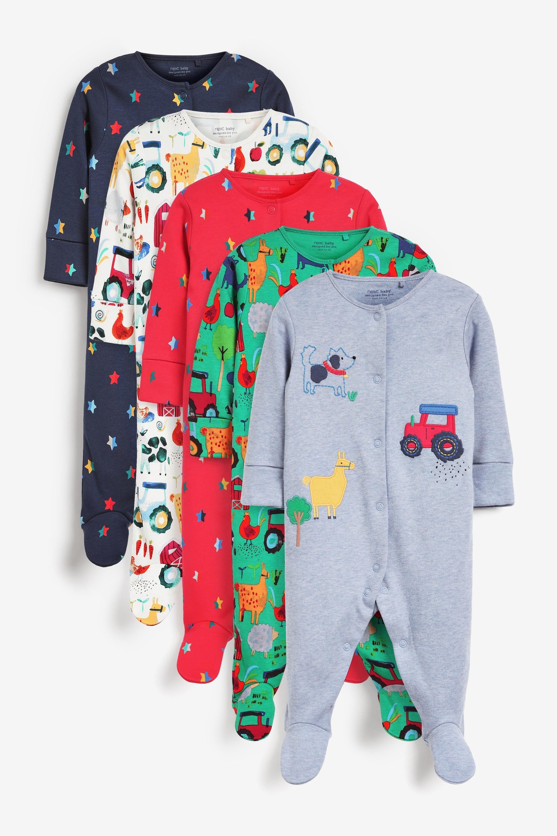 5 Pack Baby Sleepsuits (0-2yrs)