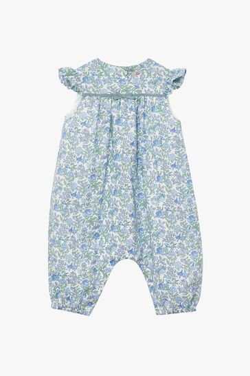 Trotters London Blue Bluebell Frill Slv Romper