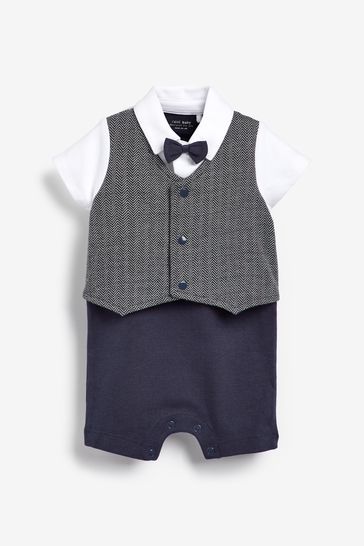 Smart Bow Tie and Waistcoat Rompersuit (0mths-2yrs)