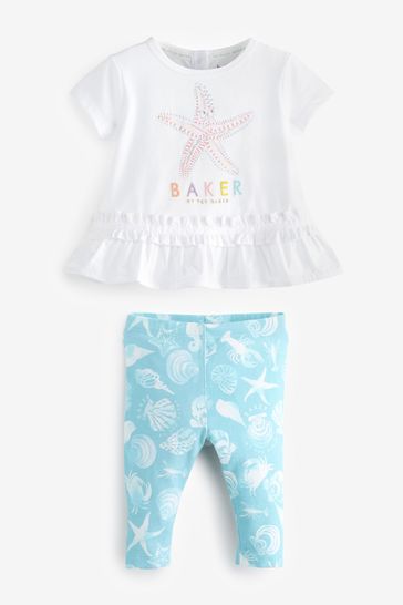 Baker by Ted Baker White Starfish T-Shirt And Leggings Set