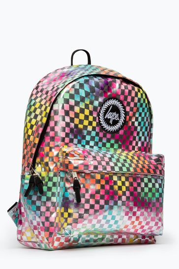 Hype. Unisex Pink Rainbow Check Crest Backpack