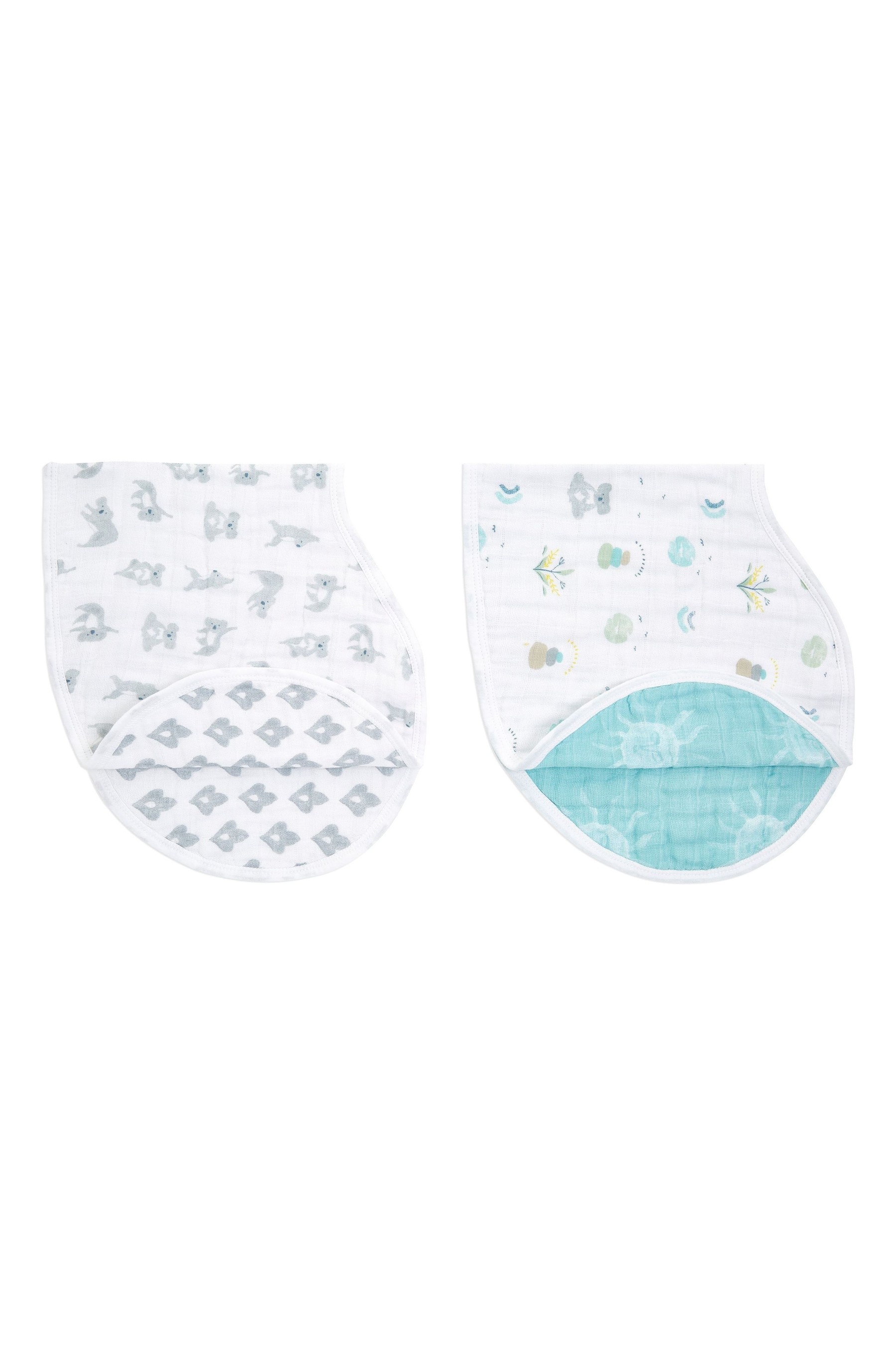 Aden + Anais White Cotton Muslin Now + Zen Burpy Bibs 2 عبوة