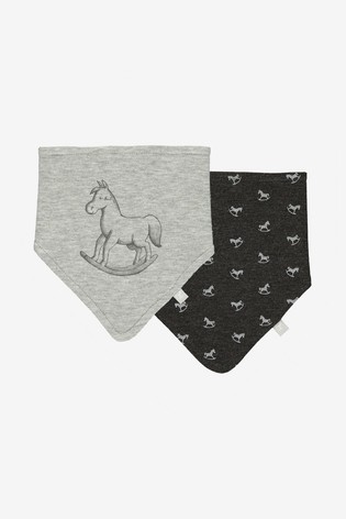 The Little Tailor Grey Rocking Horse Jersey Bibs Two Pack