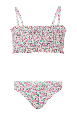 Monsoon Green Ditsy Floral Shirred Bikini Set