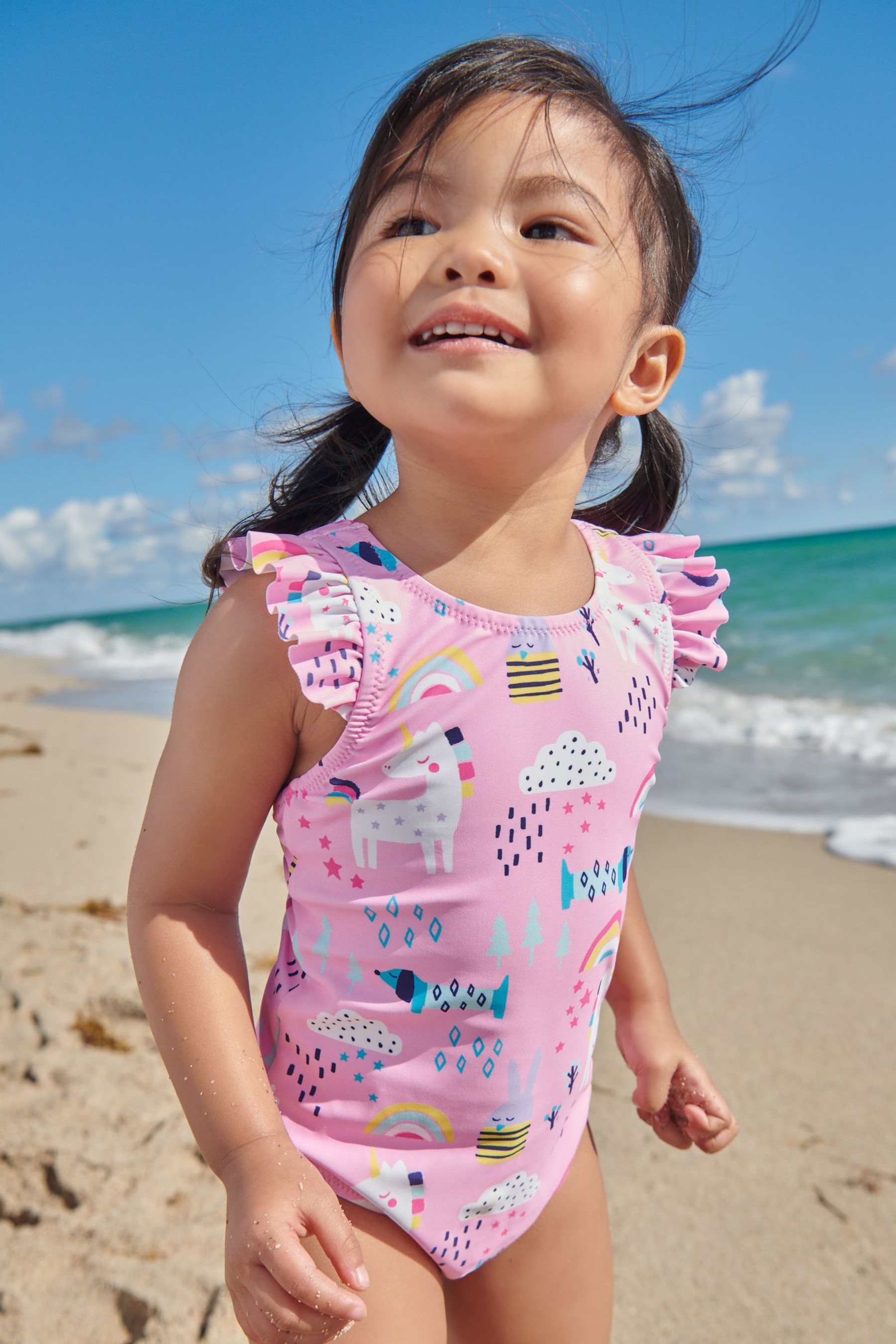 Frill Sleeved Swimsuit (3mths-7yrs)