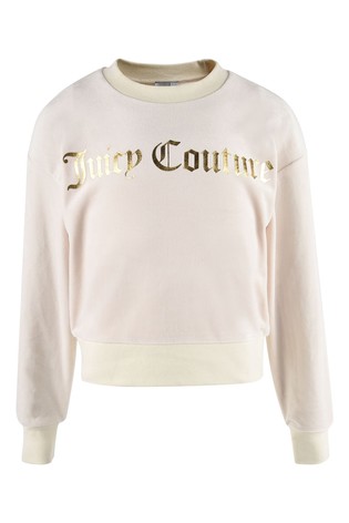 Juicy Couture White Velour Crew Neck Sweatshirt