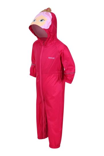 Regatta Pink Charco Waterproof Animal Hooded Puddlesuit