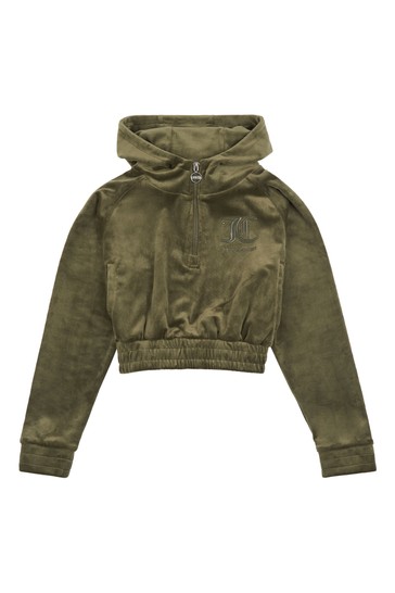 Juicy Couture Green Velour Quarter Zip Hoodie