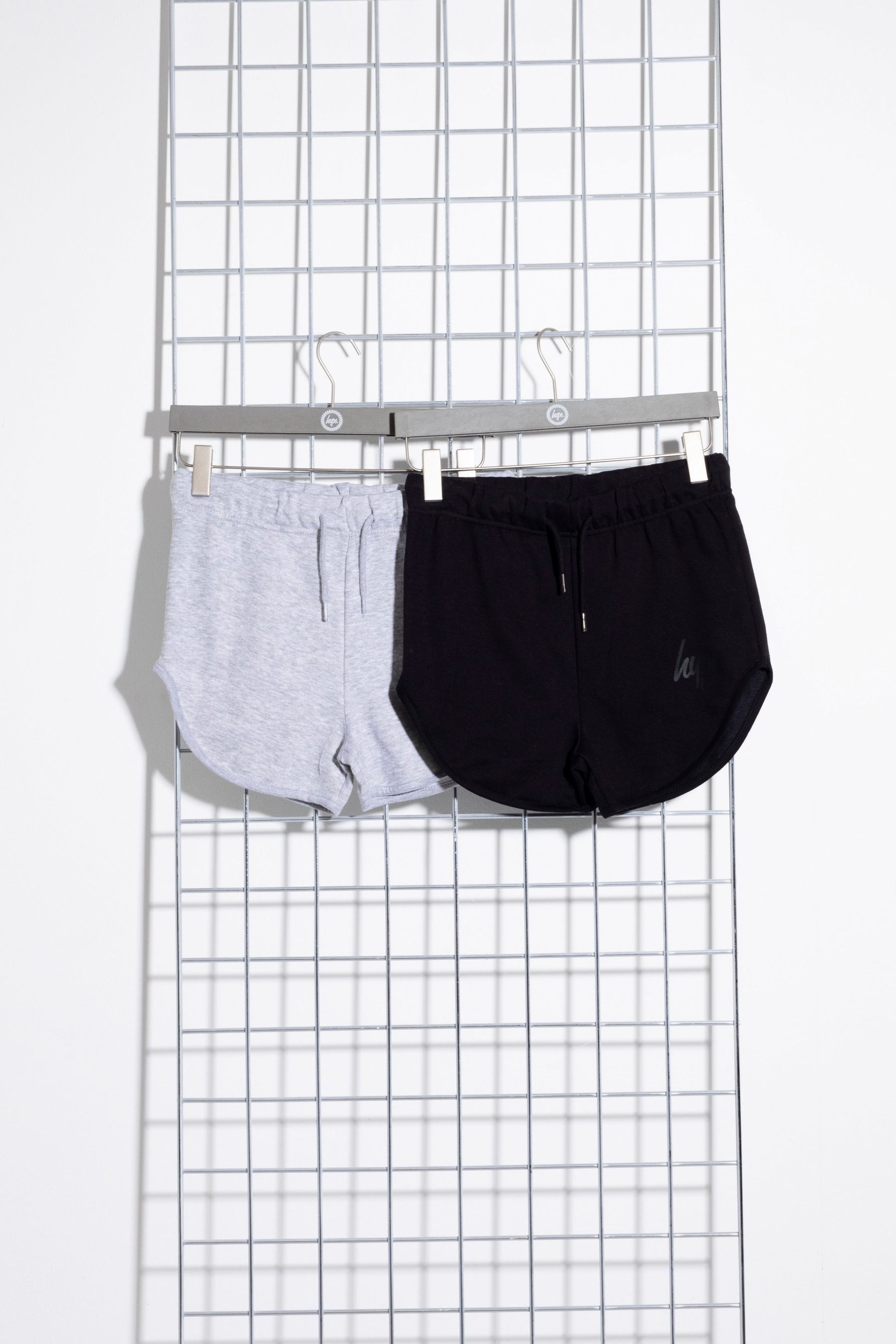 Hype. Black/Grey Two Pack Kids Runner Shorts