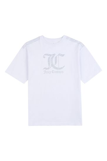 Juicy Couture White Diamante Boyfriend T-Shirt