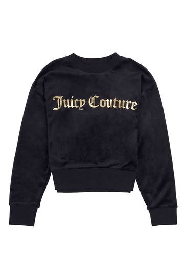 Juicy Couture Black Juicy Velour Crew Sweater