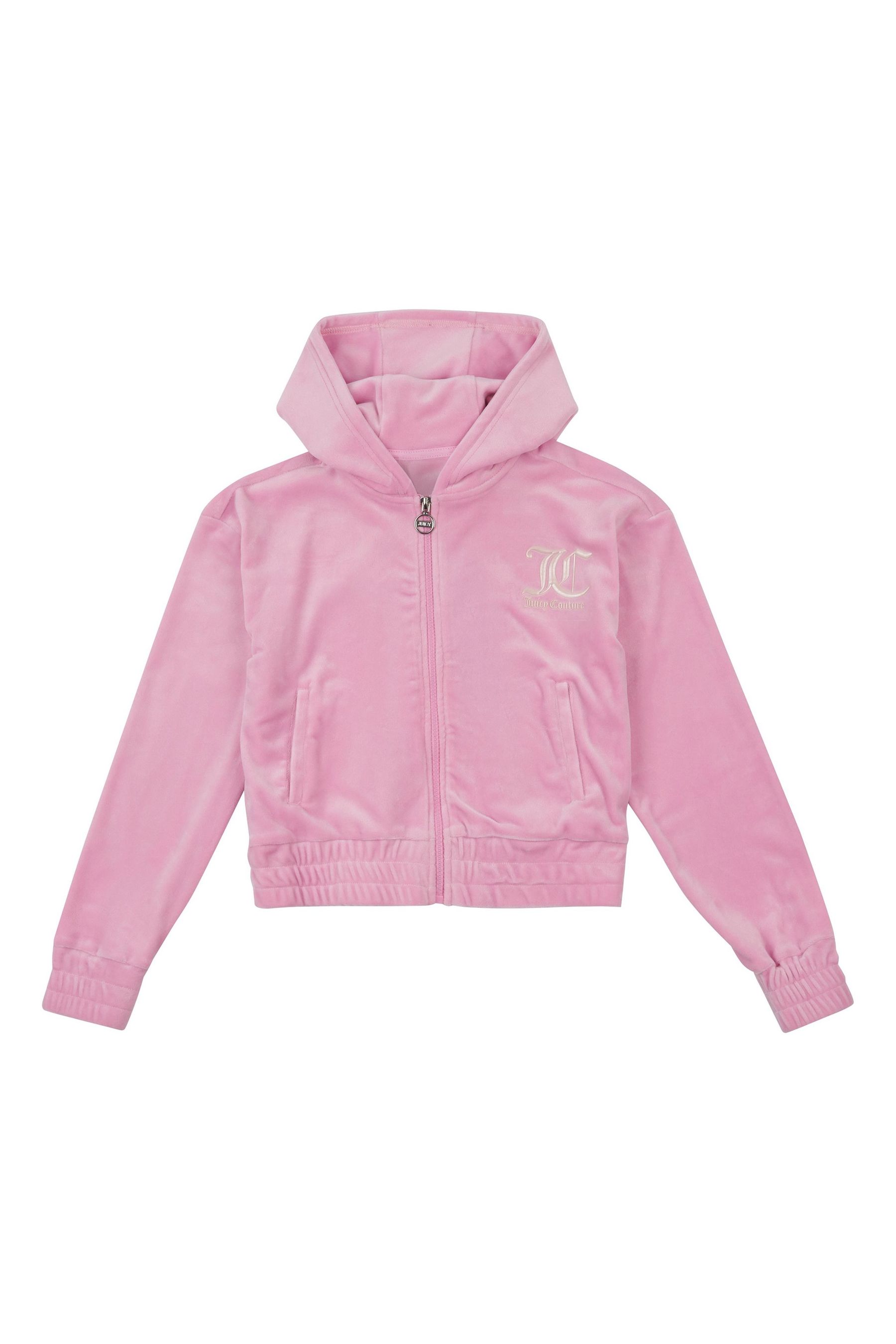 Juicy Couture Pink Velour Zip Through Hoodie