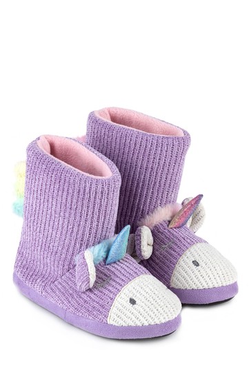 totes Girls Tall Unicorn Boot Slippers