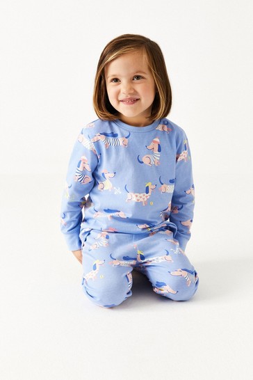 مجموعة ملابس Crew Clothing Company Blue Pj كم طويل Lola Aop Pyjamas