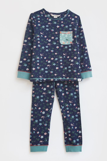 White Stuff Navy Dark Ditsy Jersey PJ Set