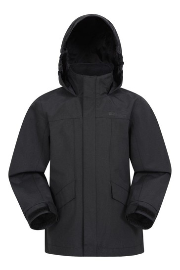 Mountain Warehouse Black Solar Kids Waterproof Jacket