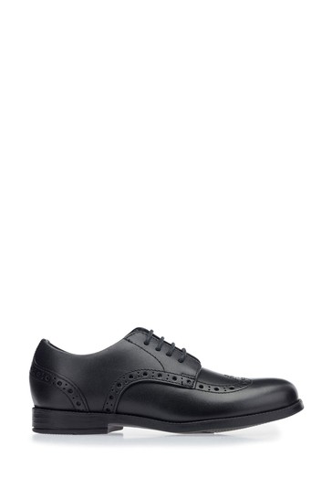 Start-Rite Vegan Brogue Snr Black Lace-Up Shoes