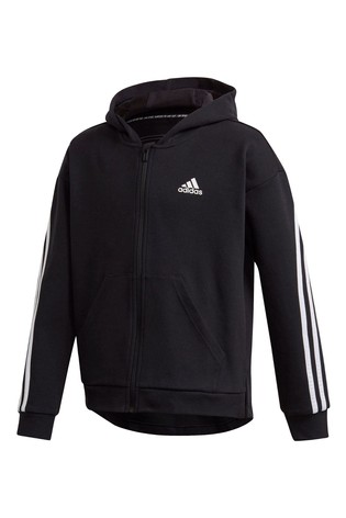 adidas 3 Stripe Zip Through Hoodie