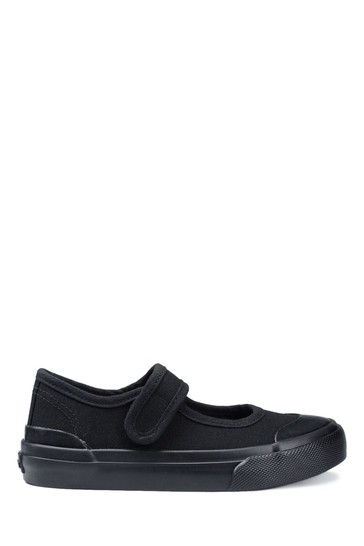 ToeZone Black One Strap Plimsoles