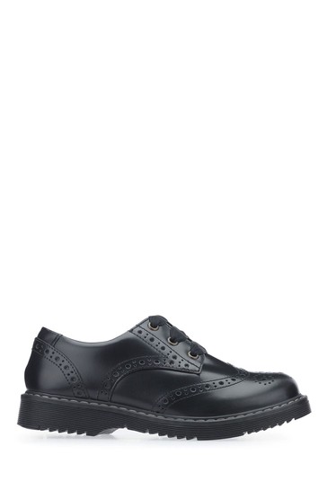 Start-Rite Impulsive Black Leather Brogue School Shoes G Fit