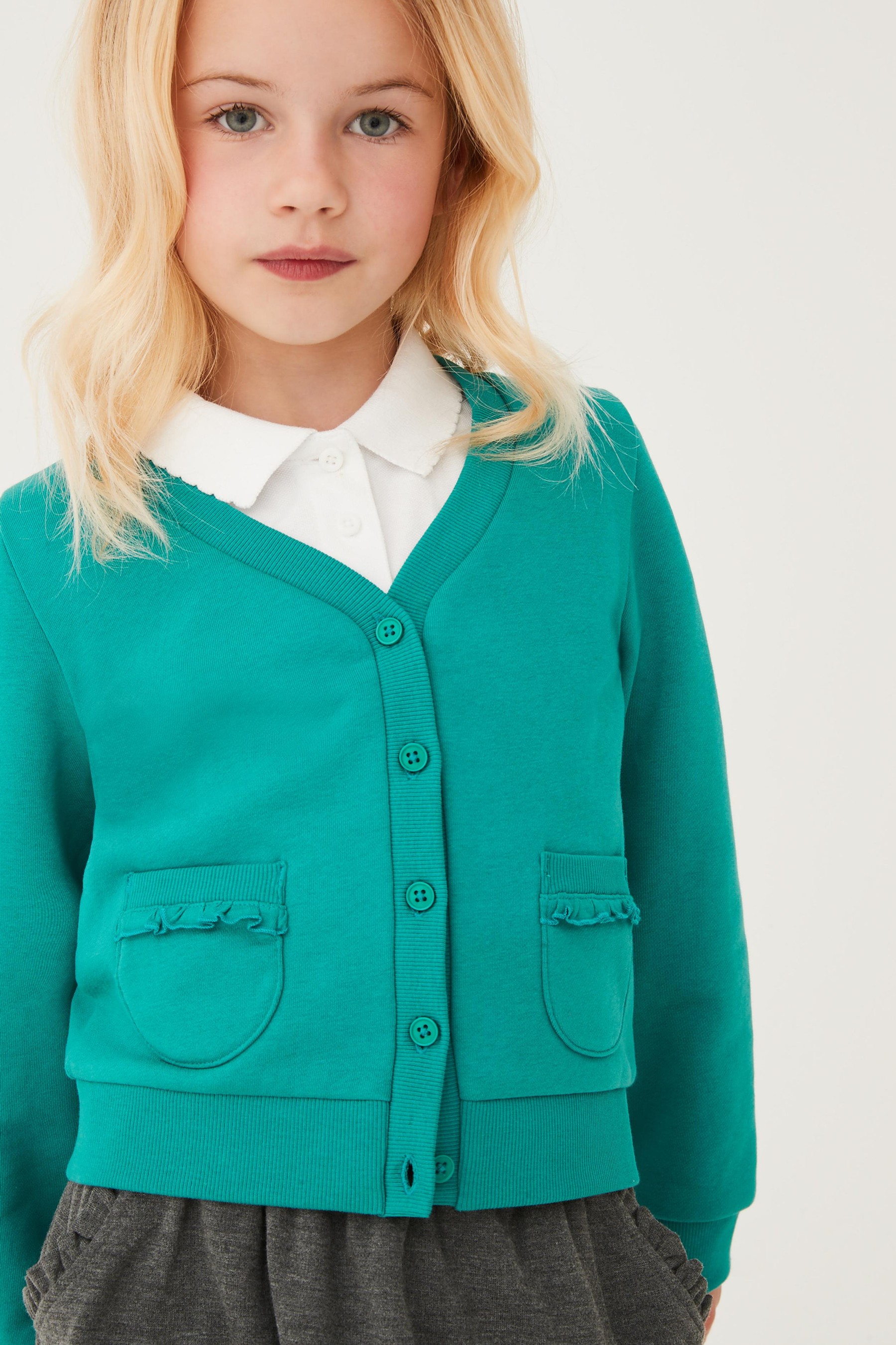 Frill Pocket Jersey School Cardigan (3-16yrs)