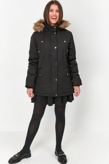 Kylie Black Teen Parka Coat