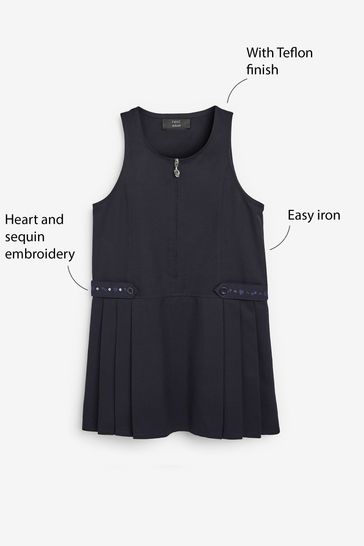 Embroidered Zip School Pinafore (3-14yrs)