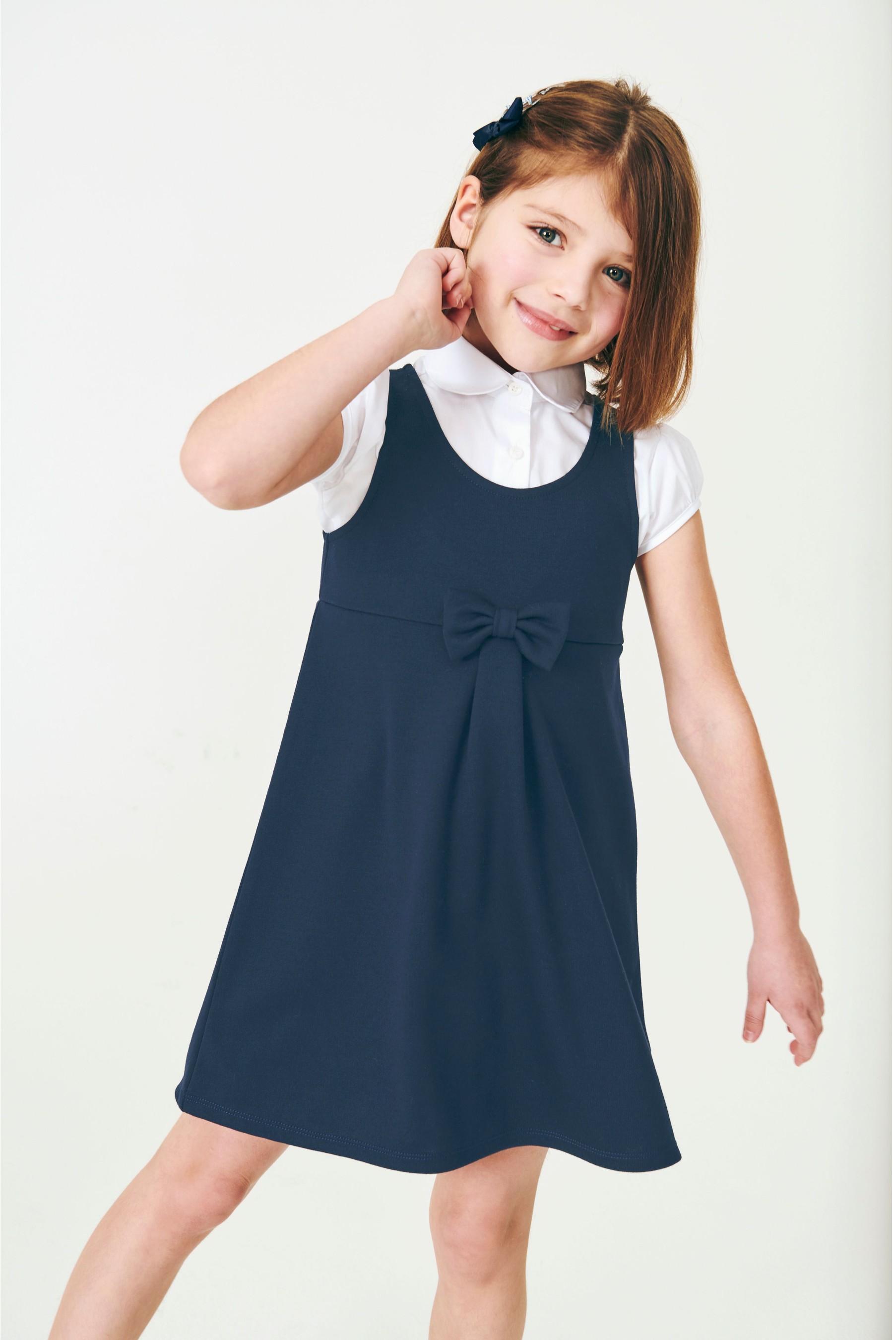 Jersey Bow School Pinafore (3-14yrs)