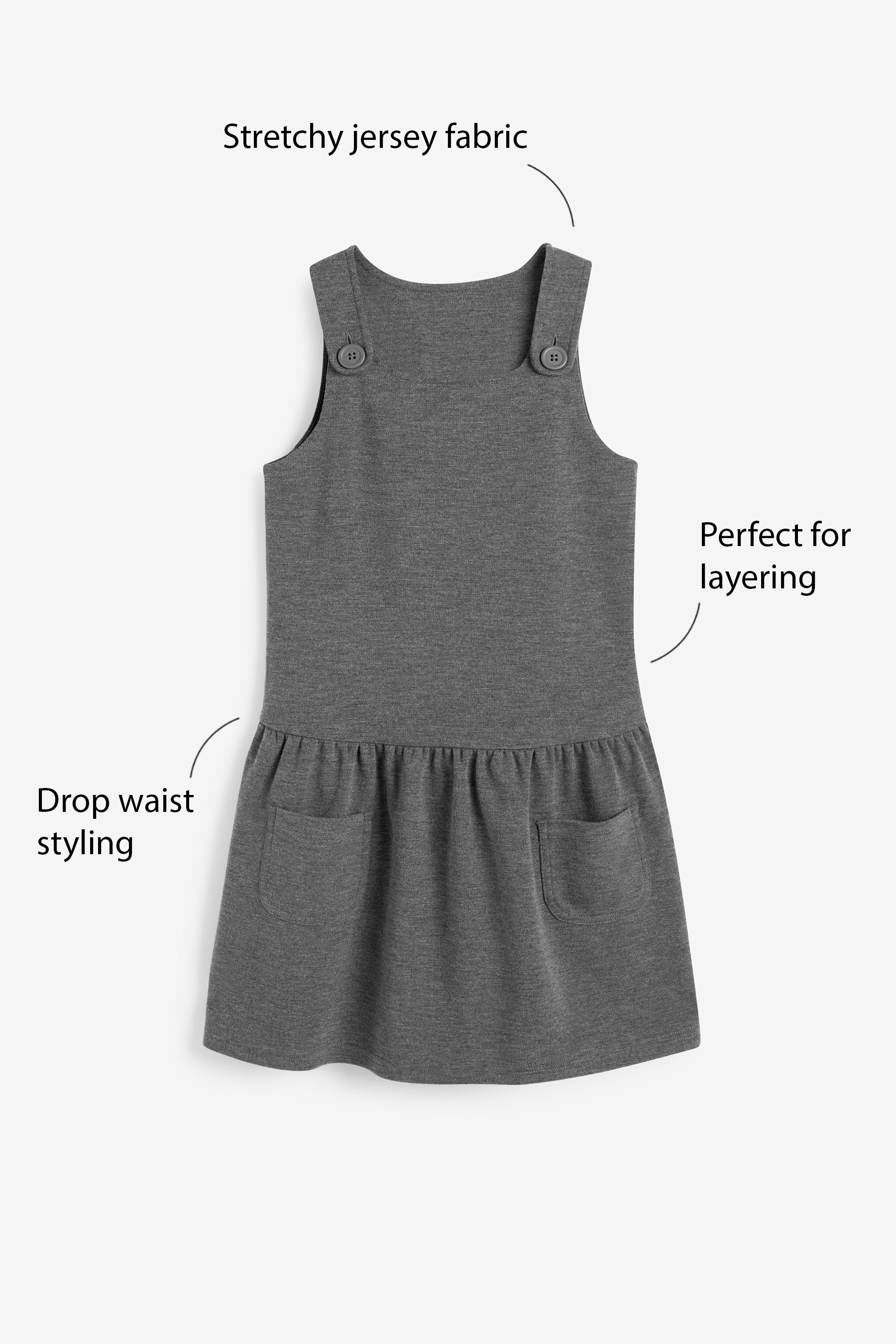 Jersey Drop Waist Pinafore (3-14yrs)