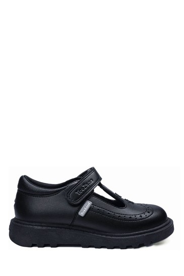 ToeZone Black One Strap T-Bar Star Detail Vegan School Shoes