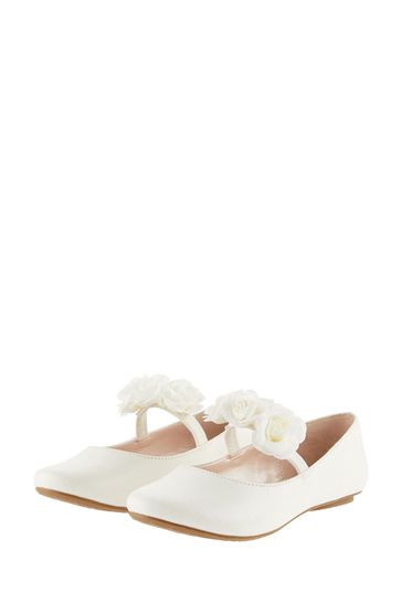 Monsoon Natural Shimmer Corsage Ballerina Flats