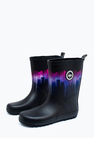 Hype. Kids Black Drips Crest Wellies