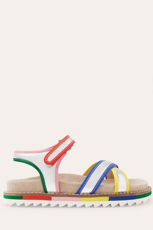 Boden Silver Metallic Rainbow Sandals