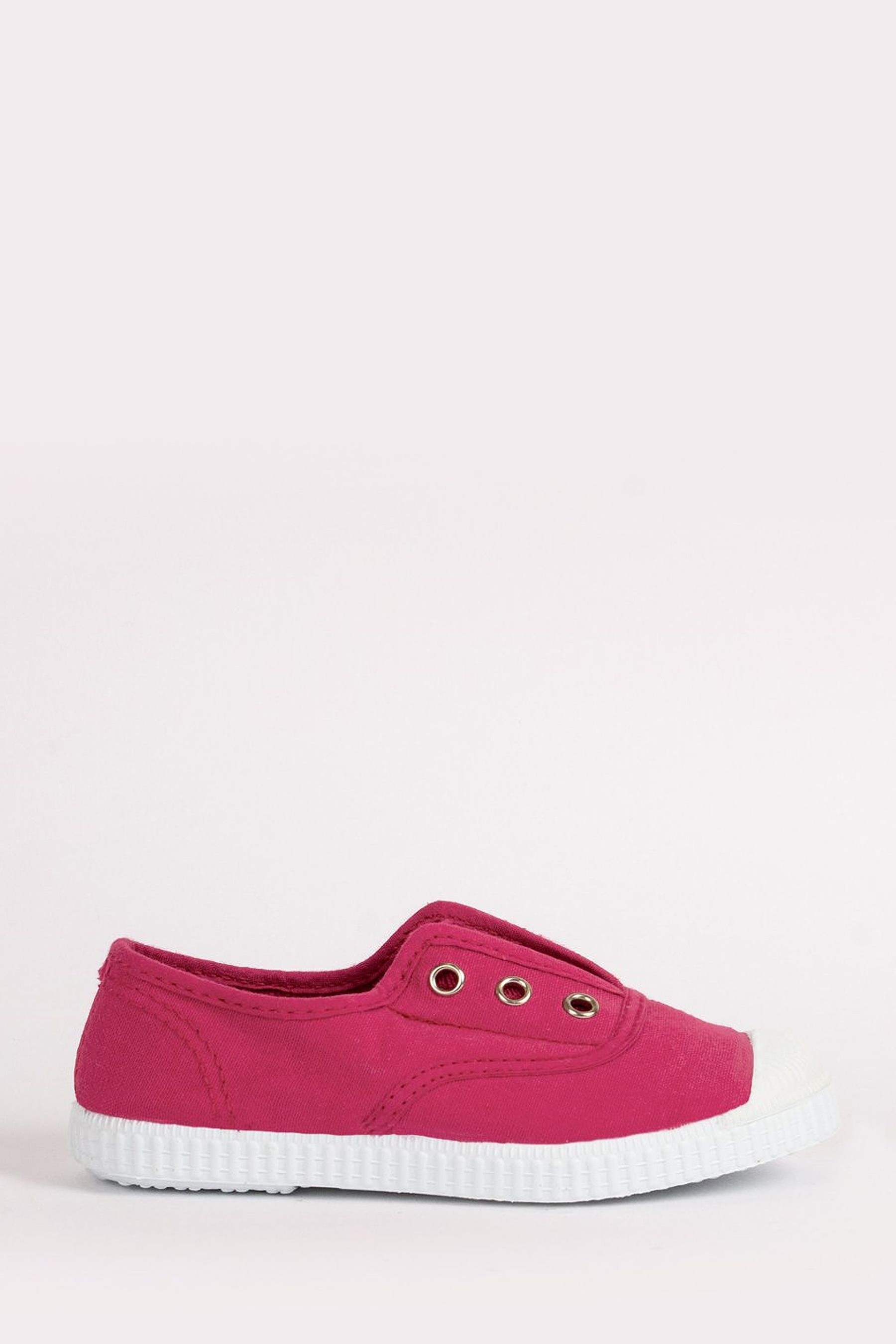 Trotters London Raspberry Plum Canvas Shoes