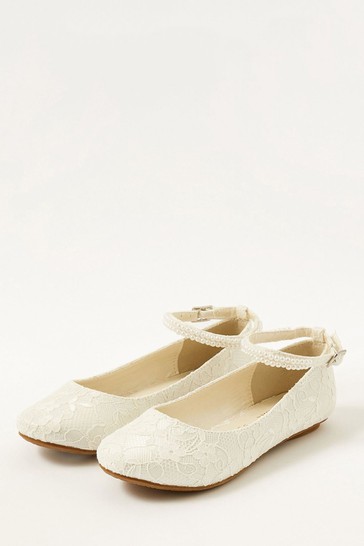 Monsoon Natural Lace Pearl Ballerina Flats