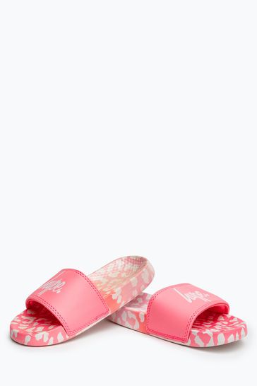 Hype. Pink Leopard Sliders