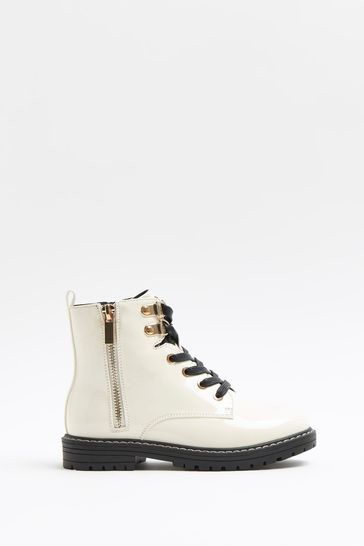 River Island Cream Og Lace Up Boots